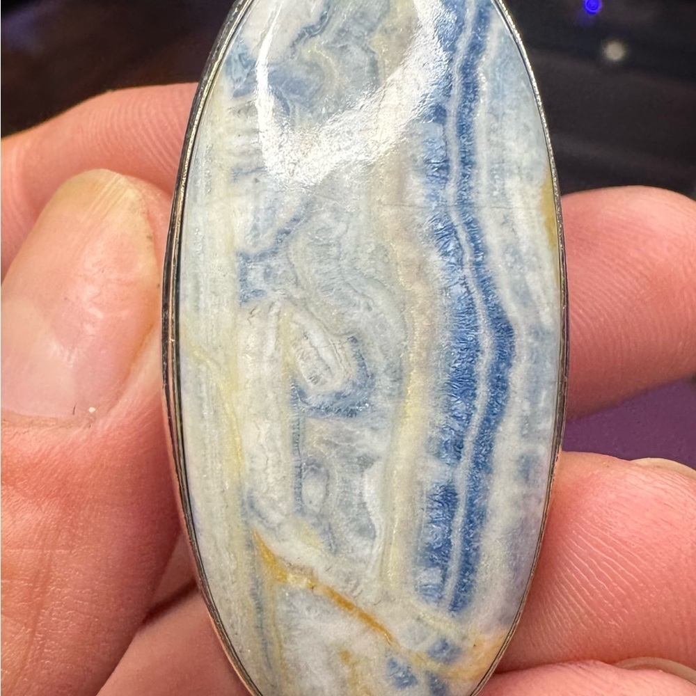 Blue Scheelite 925 Silver Plated Gemstone. Ring Size US 8 - Picture 4 of 8